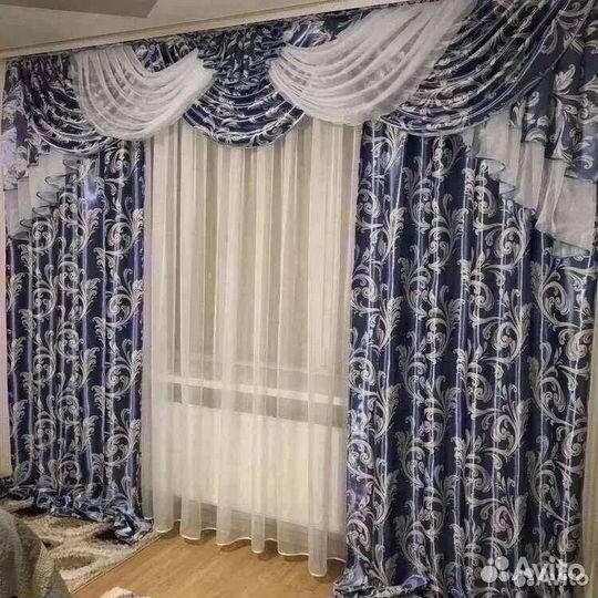 Шторы с ламбрекеном готовые новые