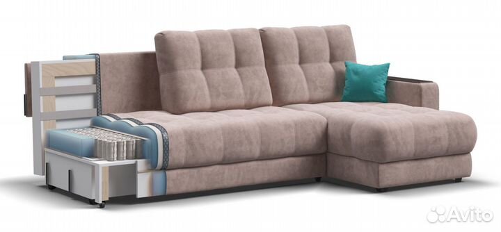 Угловой диван boss 3.0 Classic XL Велюр Royal пион