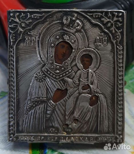 Икона серебро 84 Иверская Богородица миниатюра