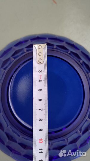 Ваза для фруктов, салатник СССР из синего стекла