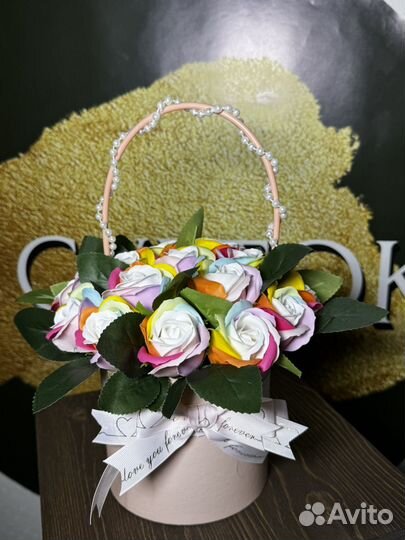 Корзина мыльных цветов,подарок на 14 февраля