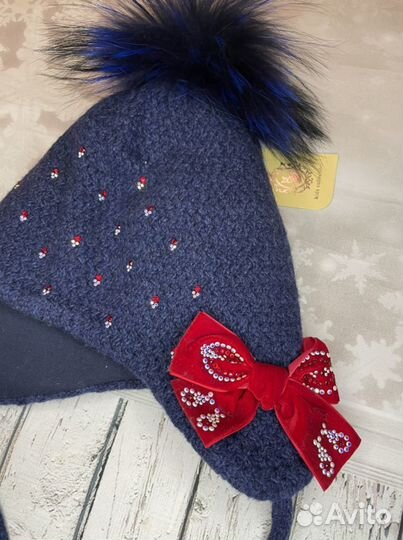 Шапка синяя новая шерсть Mothercare Kotik Totti