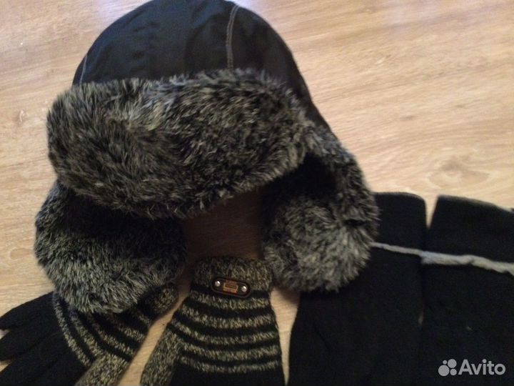 Шапка с перчатками и варежками 5-7 лет