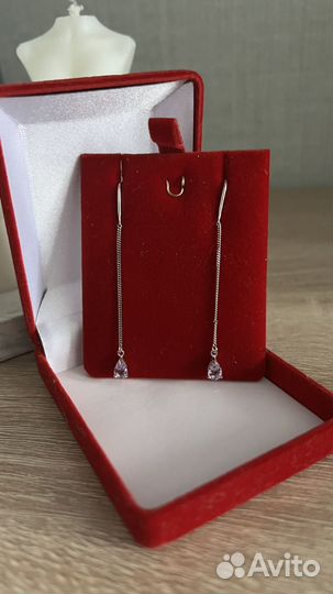 Серьги серебро длинные 925