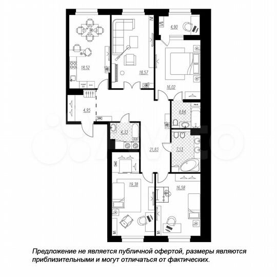 4-к. квартира, 135 м², 3/9 эт.