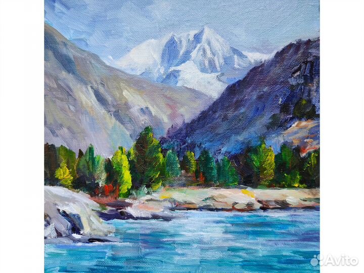 Картина маслом озеро Дарашколь Алтай