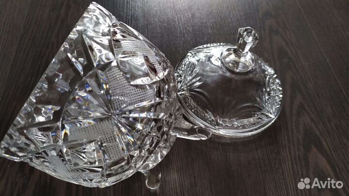 Хрустальная конфетница с крышкой СССР
