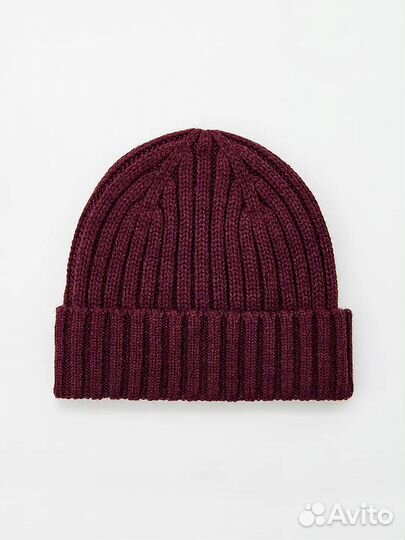 Uniqlo Новая шапка-бини с шерстью вязаная в рубчик