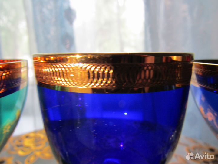 Бокалы,креманки,фужеры Богемия цветное стекло