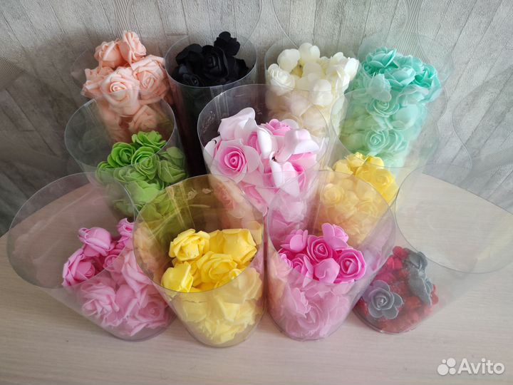 Цветы из фоамирана, головки роз 670 шт