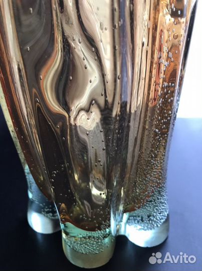 Ваза цветное стекло бульгазе Чехословакия