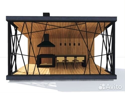 Мангальная зона под крышей