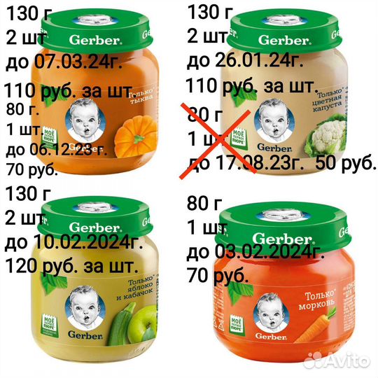Детское овощное пюре Gerber