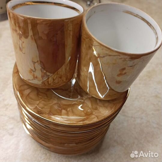 Фарфоровые блюдца и чашечки Каролина Польша винтаж