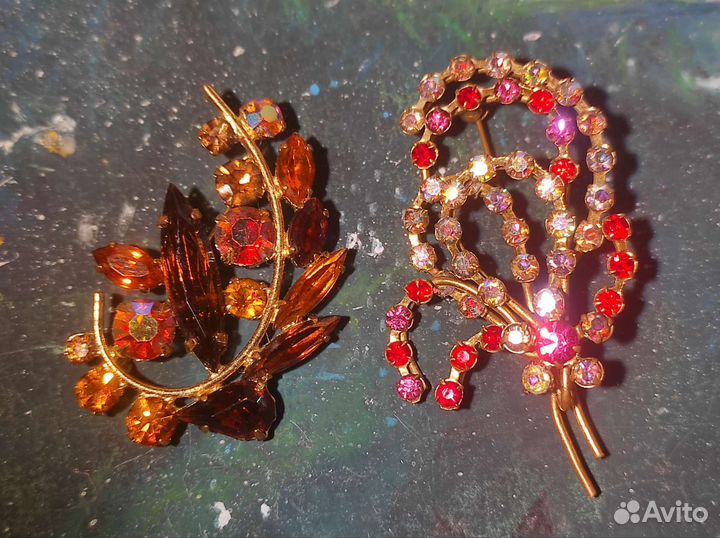 Винтажные Броши Aurora Borealis Чехословакия