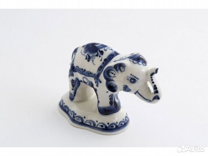 Гжель Слон Цирк Фарфор Фигурка Статуэтка