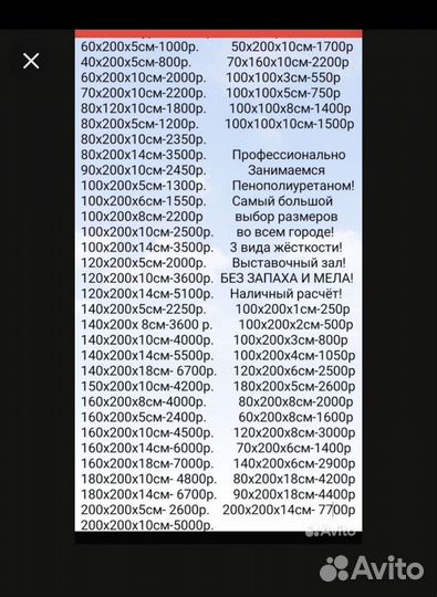Поролон 60 х 200 х 80мм. Матрас для кушетки