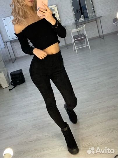 Брюки из экозамши Zara