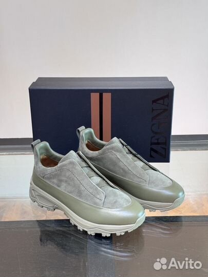 Кроссовки Ermenegildo Zegna замша кожа зелёные
