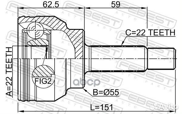 ШРУС наружный 22X55X22 chery bonus 11- 1510006