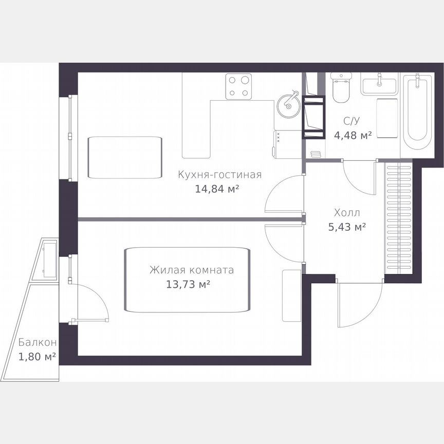 1-к. квартира, 39 м², 6/11 эт.