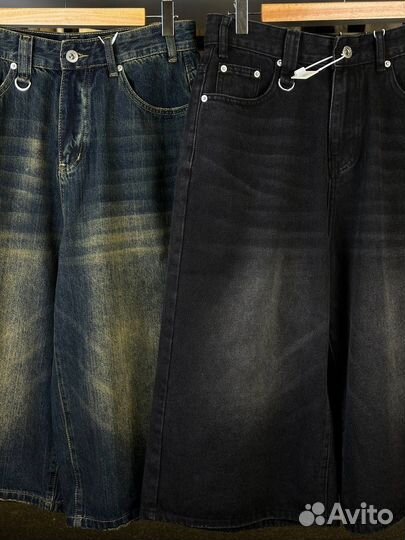 Шорты джинсовые длинные широкие