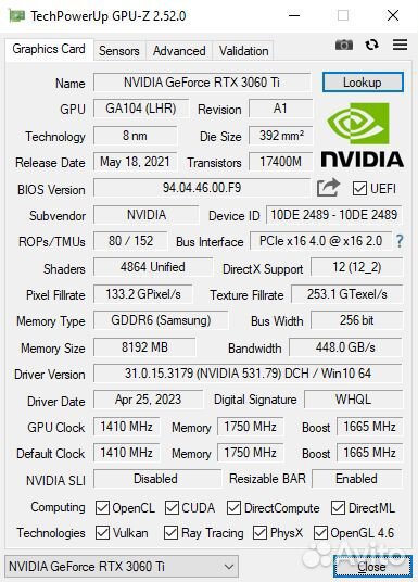 RTX 3060 Ti Palit Dual Samsung