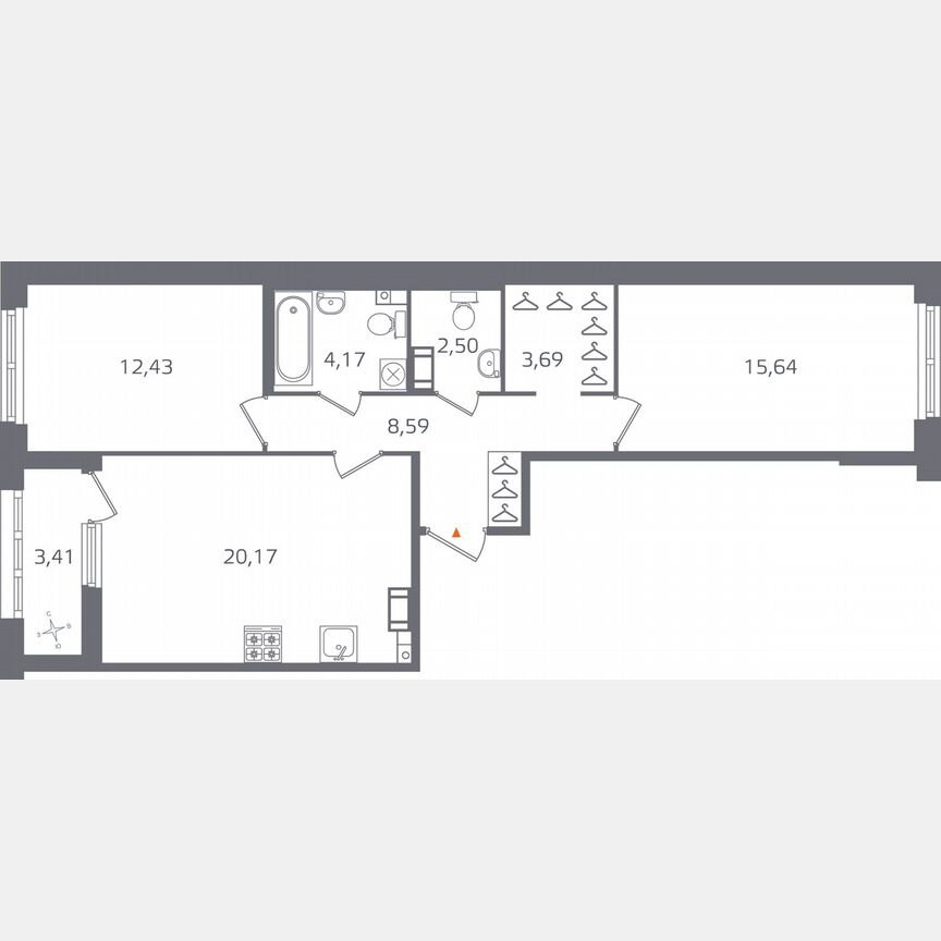 2-к. квартира, 68,9 м², 11/15 эт.