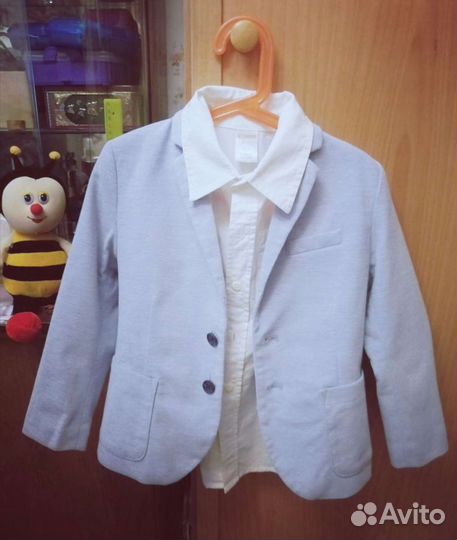 Пиджак с заплатками H&M +подарок рубашка gymboree