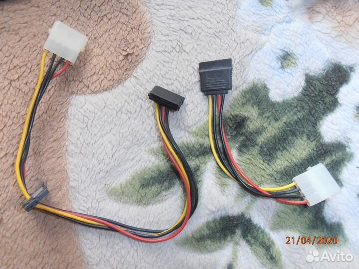 Кабель SATA 15pin - 4pin, 2xsata