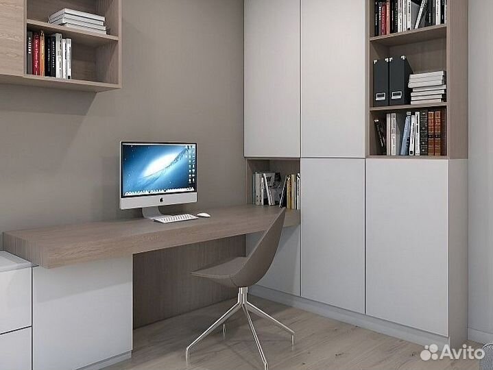 Рабочая зона со шкафом у окна