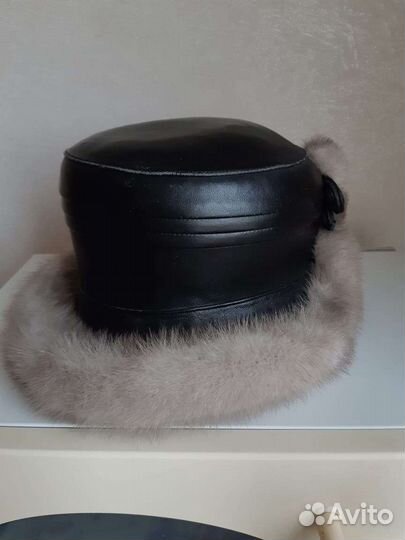 Шляпа женская норка+кожа