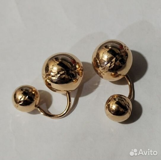 Золотые серьги шары 585