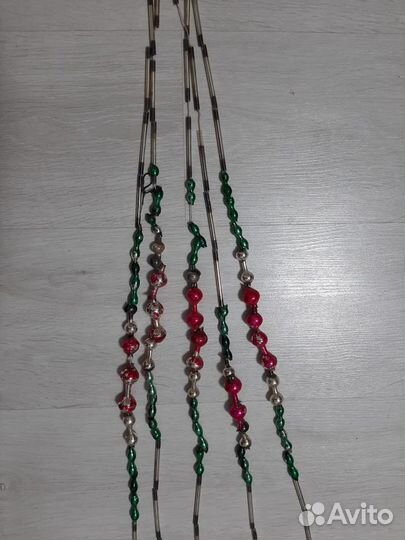 Ёлочные игрушки ссср, стеклярус бусы