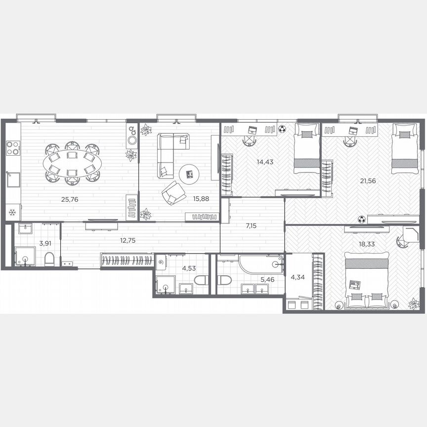 4-к. квартира, 134,1 м², 2/9 эт.