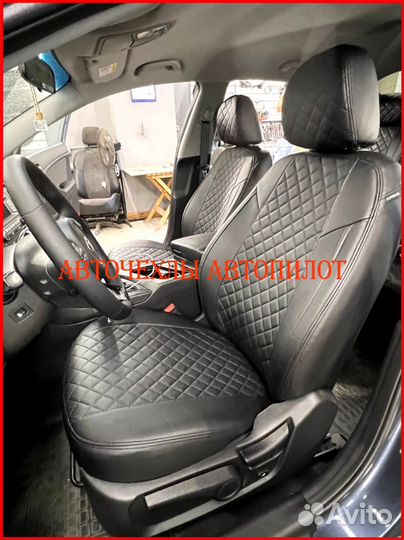 Чехлы Автопилот Kia Optima из экокожи чёрные Ромб