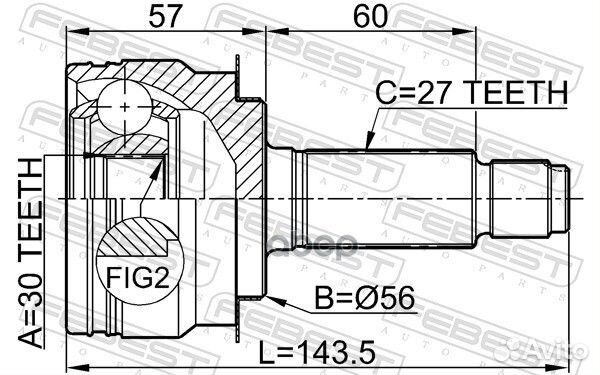 Шрус внешний subaru tribeca W10 2006.03-2014.01