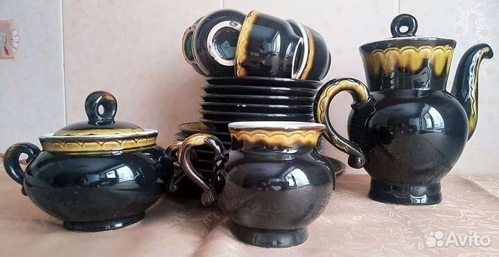 Кофейный сервиз обливная керамика зик Конаково
