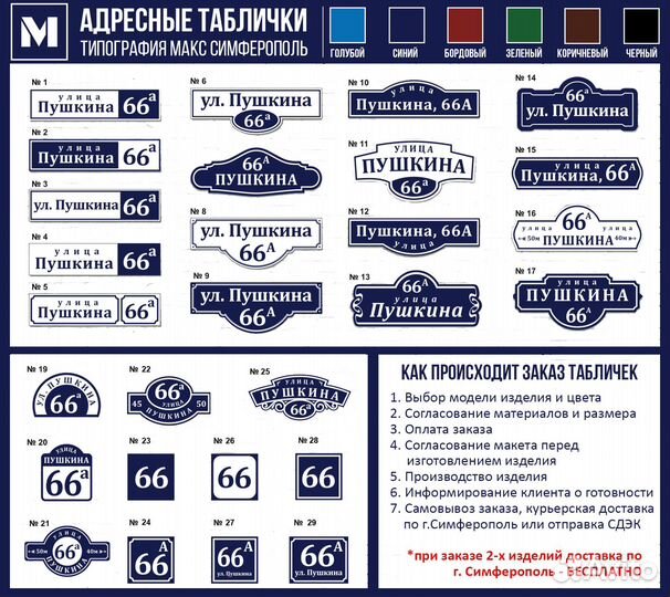 Изготовление адресных табличек на дома