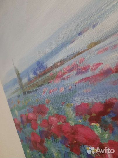 Картина маслом на холсте пейзаж 80х80