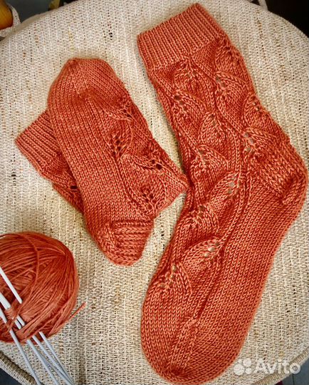 Носки ручной вязки шерстяные