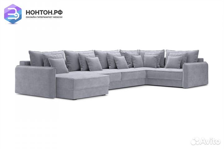 Диван п-образный тик-так Антей серый