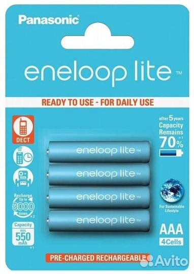 Аккумуляторы (4 шт) Panasonic 550mAh AAA Eneloop