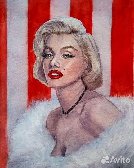 Картина Мэрилин Монро акварель