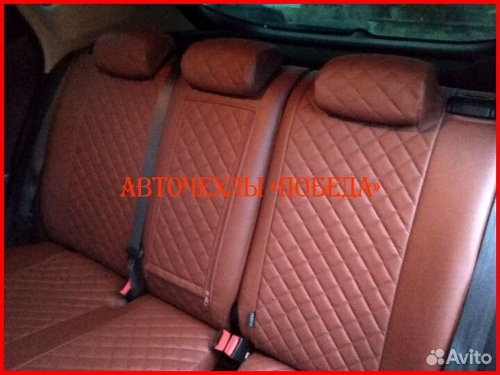 Чехлы Kia Ceed 3 из экокожи шоколадные Ромб