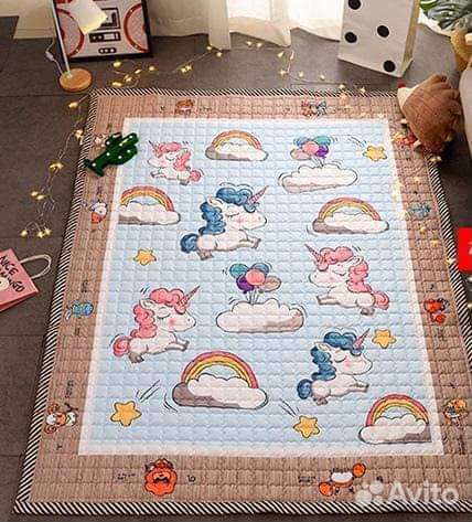Тканевый детский коврик, единорожки