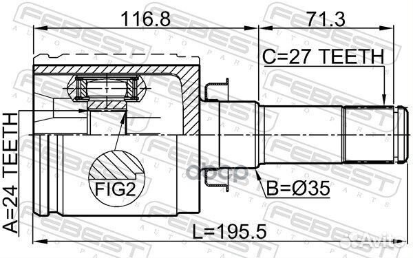 ШРУС внутренний 24X35X27 cadillac SRX 2010- NA