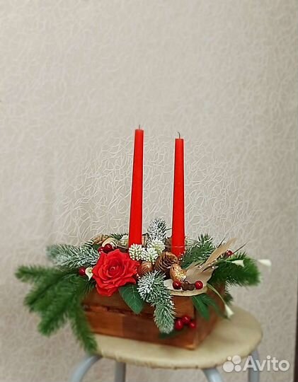 Новогодняя композиция-подсвечник