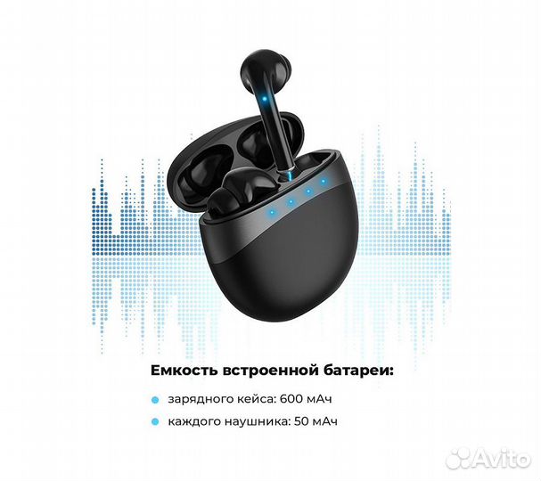 Наушники беспроводные TWS Prolike TWS128 с индикат