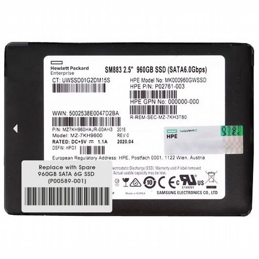 [P00589-001] Жесткий Диск Hp P00589-001 960gb SATA3 2.5" Ssd